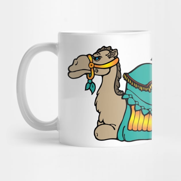 Sitting camel with teal seat by Made the Cut